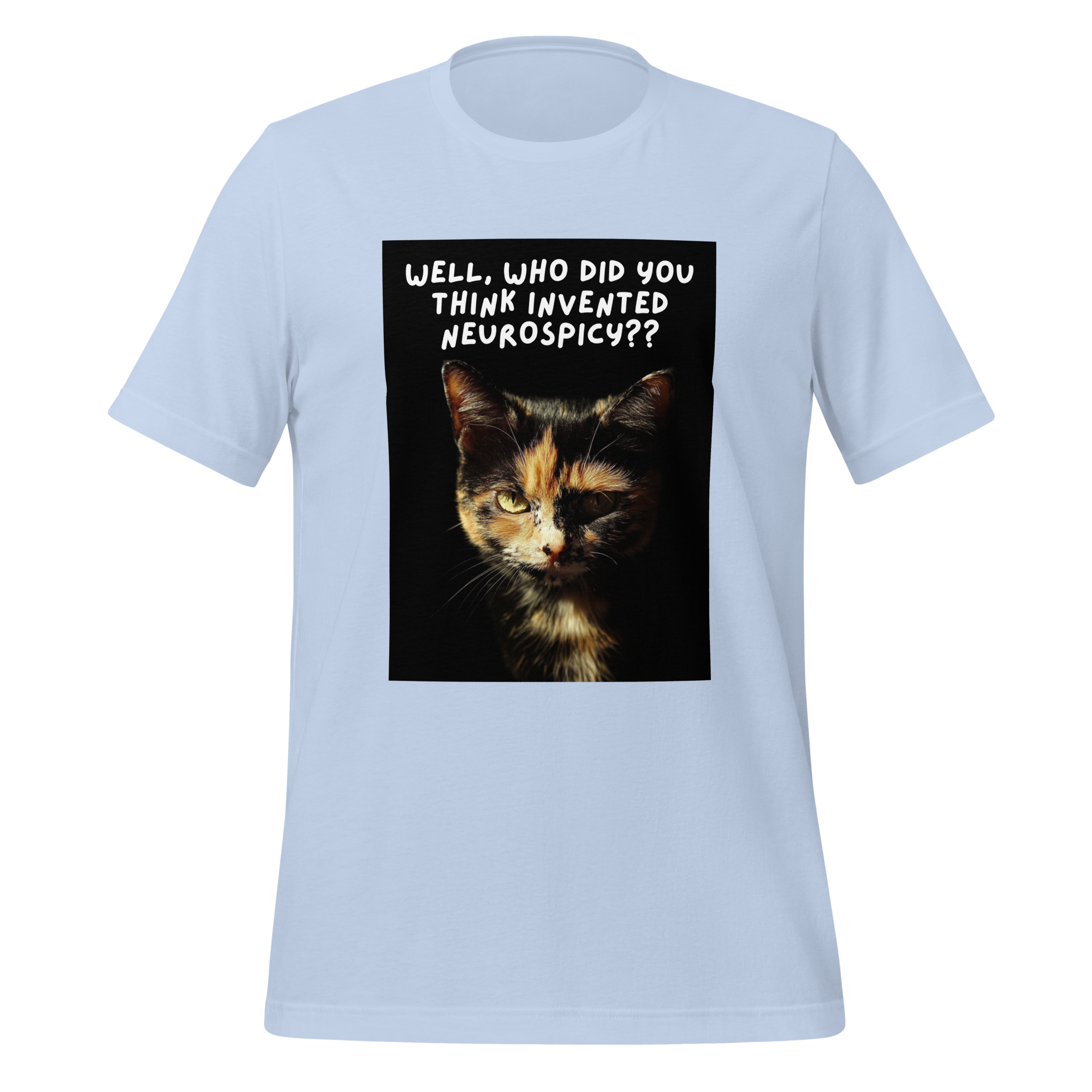 Well, Who Did You Think Invented Neurospicy?? | T-Shirt | The Neurospicy Store Baby Blue