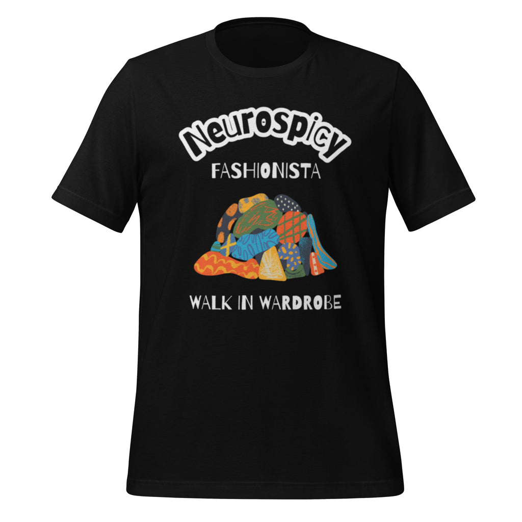 Neurospicy Fashionista | T-Shirt | For Unconventional Thinkers unisex-staple-t-shirt-black-front-67d181bc698ab