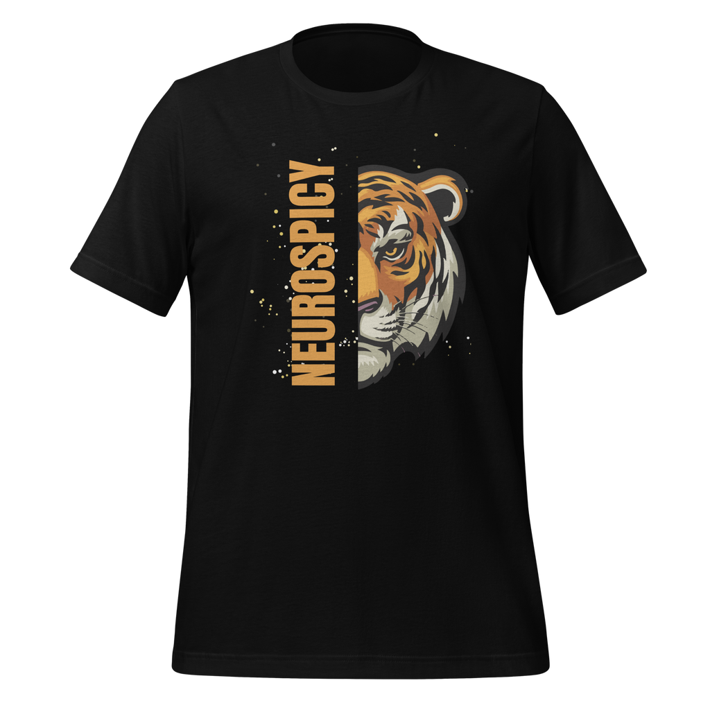 Neurospicy Tiger | Unisex T-Shirt | ND Tees with Attitude unisex-staple-t-shirt-black-front-67dfaf94a3a08 T-Shirt