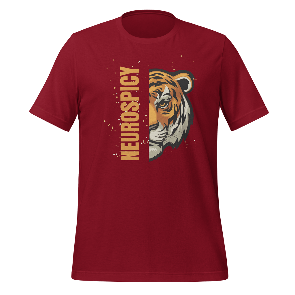 Neurospicy Tiger | Unisex T-Shirt | ND Tees with Attitude unisex-staple-t-shirt-cardinal-front-67dfaf94b38a1 T-Shirt