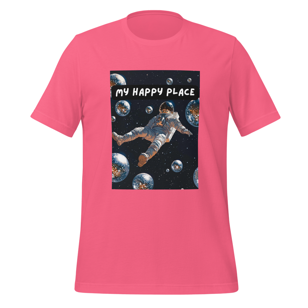 My Happy Place | Space T-Shirt | Introvert & Neurodivergent Gift unisex-staple-t-shirt-charity-pink-front-67e157bc2e959