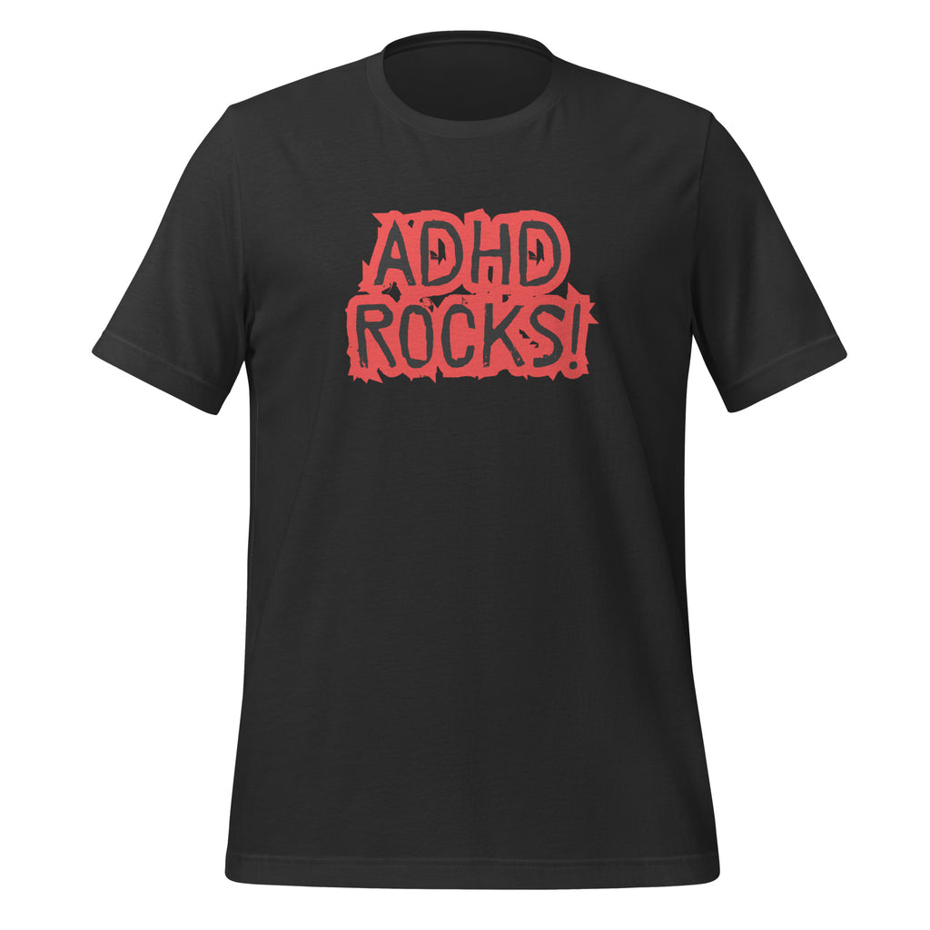 ADHD Rocks (Red Print) | Unisex ADHD T-Shirt | Zero Apologies unisex-staple-t-shirt-dark-grey-front-67c9c73fdf770 T-Shirt