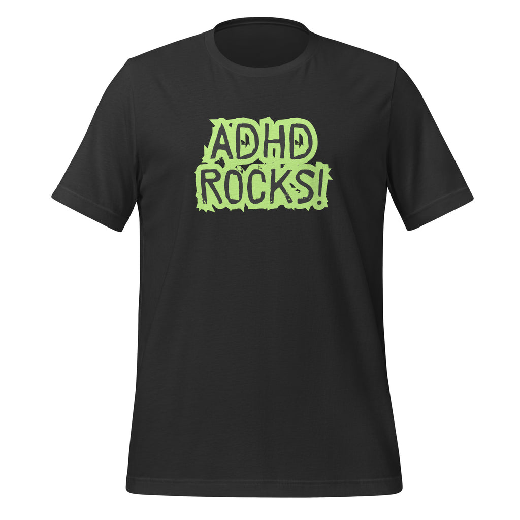 ADHD Rocks (Green Print) | Unisex ADHD T-Shirt | Zero Apologies unisex-staple-t-shirt-dark-grey-front-67c9c777244b7 T-Shirt