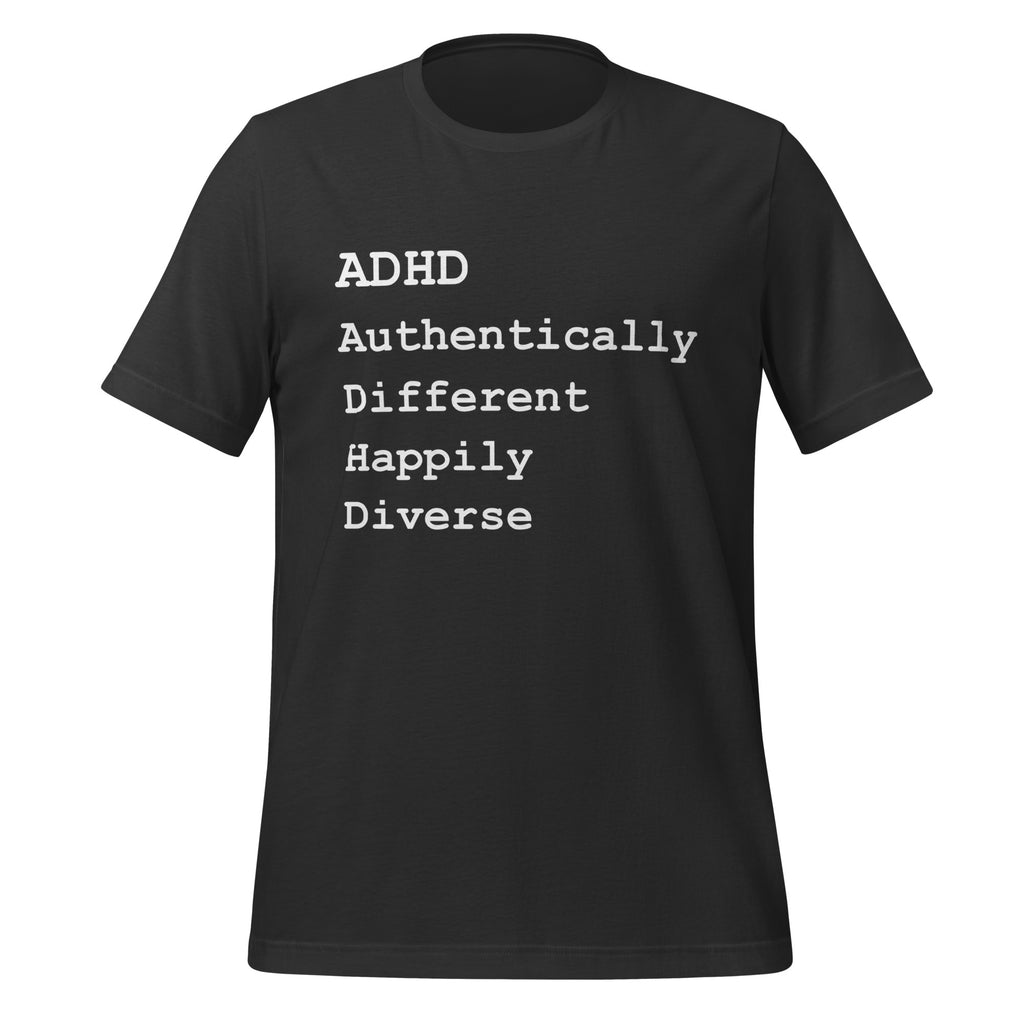 ADHD Authentically Different Happily Diverse | Unisex T-Shirt unisex-staple-t-shirt-dark-grey-front-67cd75e3313ac T-Shirt