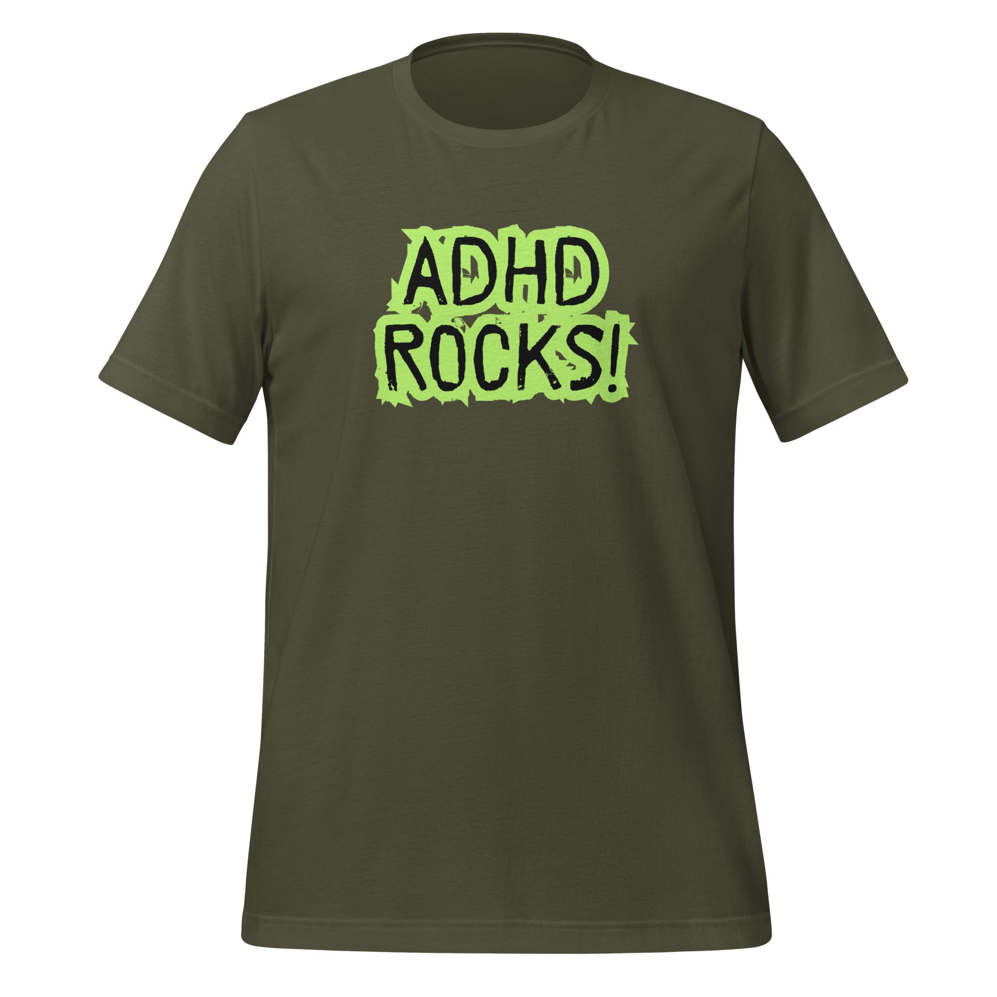 ADHD Rocks | T-Shirt | The Neurospicy Store Military Green
