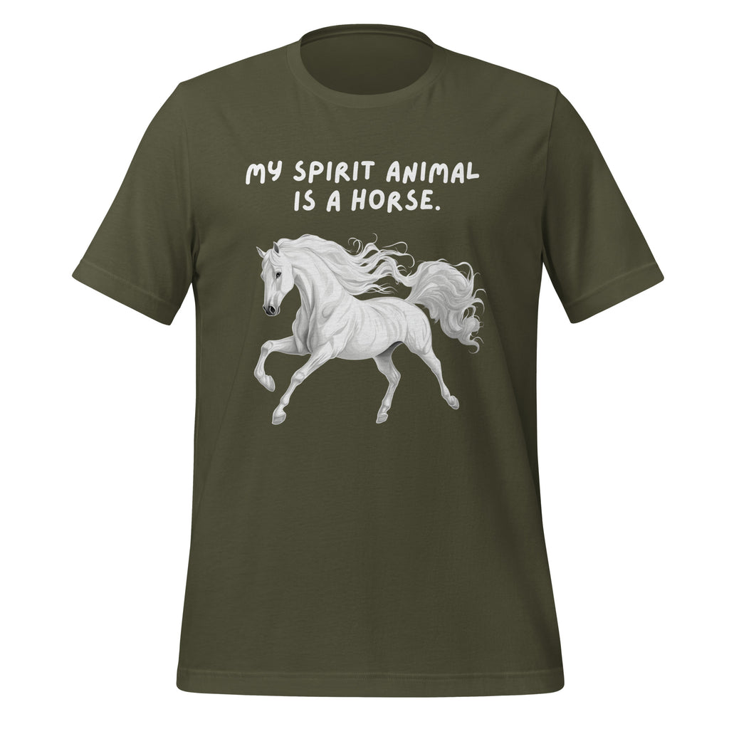 My Spirit Animal Is A Horse | Unisex T-Shirt | Spirit Animals for Every Mind unisex-staple-t-shirt-military-green-front-67def106bb892