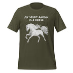 My Spirit Animal Is A Horse | Unisex T-Shirt | Spirit Animals for Every Mind unisex-staple-t-shirt-military-green-front-67def106bb892