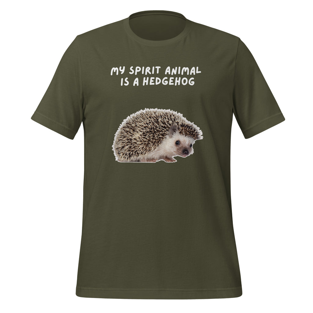 My Spirit Animal Is A Hedgehog | Spirit Animals | Unisex Tee unisex-staple-t-shirt-military-green-front-67defd15c4618 T-Shirt