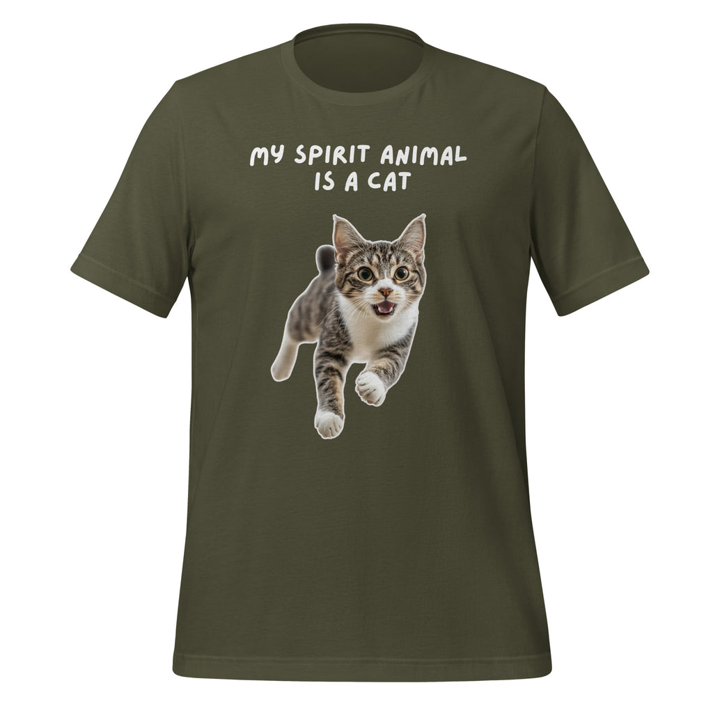 My Spirit Animal Is A Cat | Unisex T-Shirt | Spirit Animals unisex-staple-t-shirt-military-green-front-67df0435b1205 T-Shirt