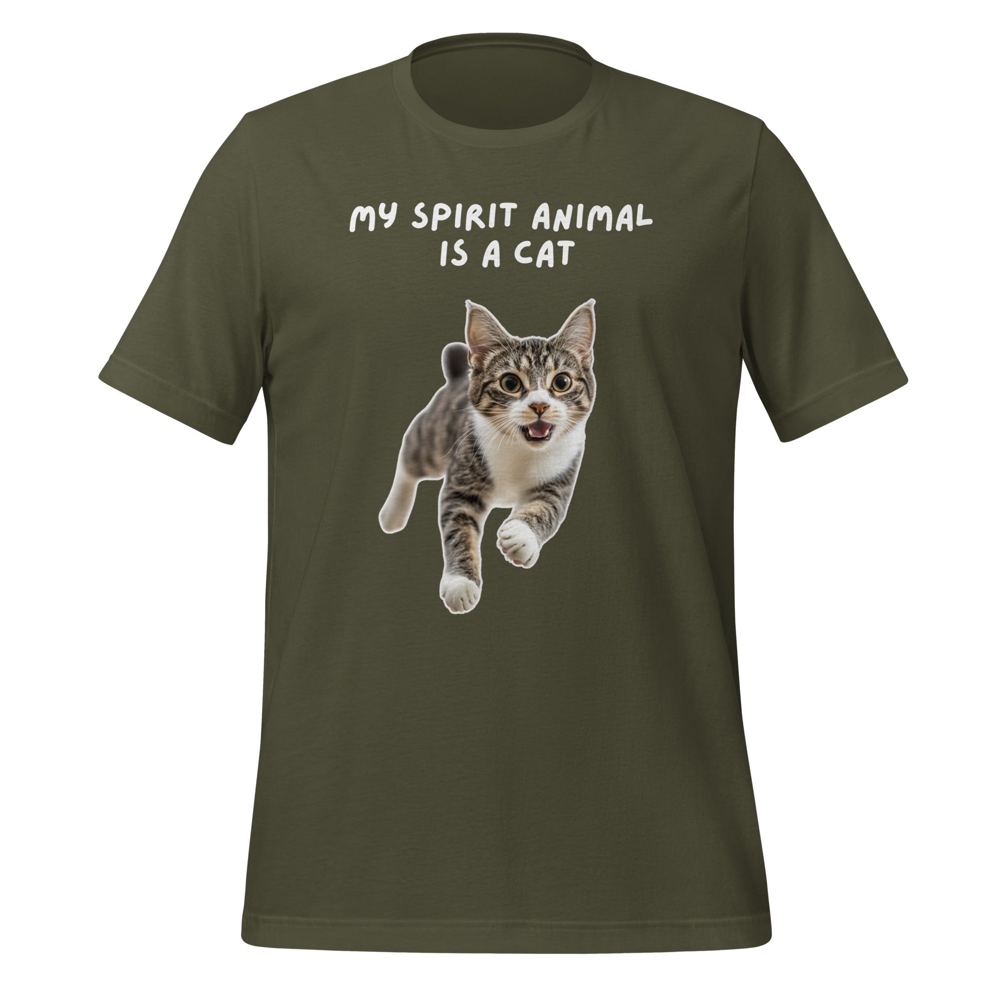 My Spirit Animal Is A Cat | T-Shirt | The Neurospicy Store Military Green