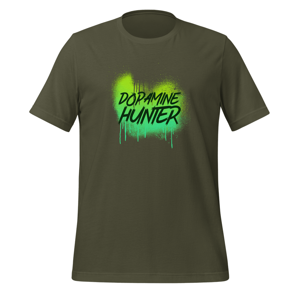 Dopamine Hunter | For Wonderfully Wired Minds | Tee unisex-staple-t-shirt-military-green-front-67e0549db7f48 T-Shirt