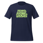 ADHD Rocks (Green Print) | Unisex ADHD T-Shirt | Zero Apologies unisex-staple-t-shirt-navy-front-67c9c7771f739 T-Shirt