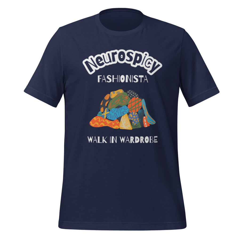 Neurospicy Fashionista | T-Shirt | For Unconventional Thinkers unisex-staple-t-shirt-navy-front-67d181bc6380c