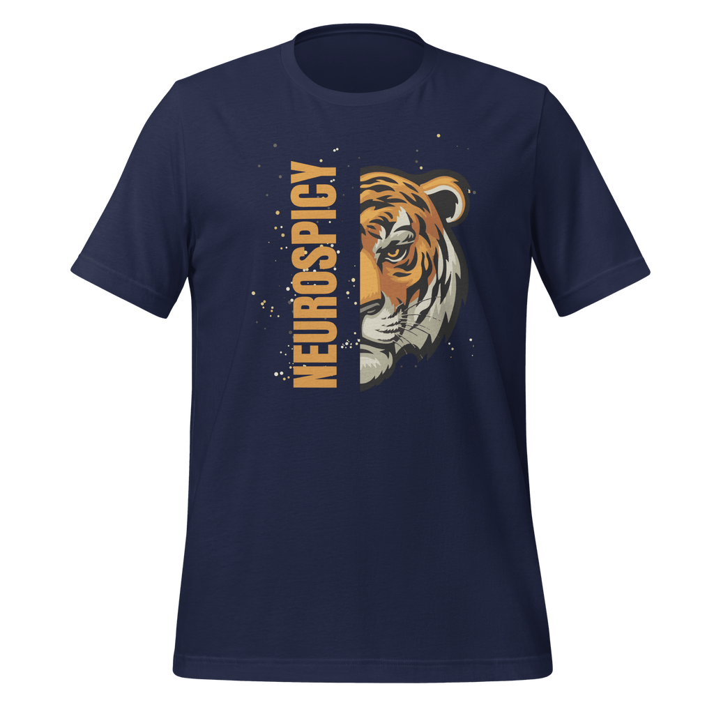 Neurospicy Tiger | Unisex T-Shirt | ND Tees with Attitude unisex-staple-t-shirt-navy-front-67dfaf94aaefd T-Shirt