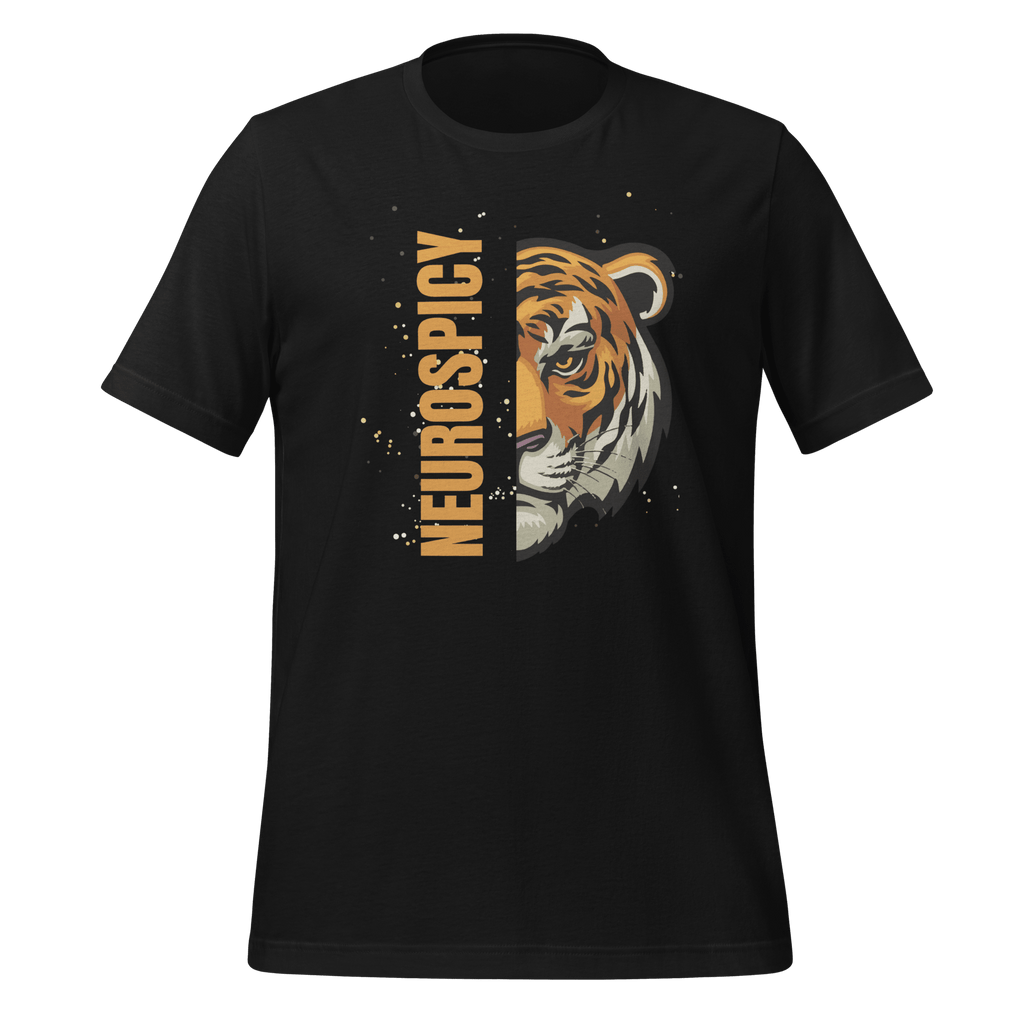 Neurospicy Tiger | Unisex T-Shirt | ND Tees with Attitude unisex-staple-t-shirt-vintage-black-front-67dfaf94a567e T-Shirt