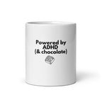 Powered by ADHD (& Chocolate) | White Glossy Mug | The Neurospicy Store