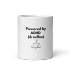 Powered by ADHD (& Coffee) | White Glossy Mug | The Neurospicy Store