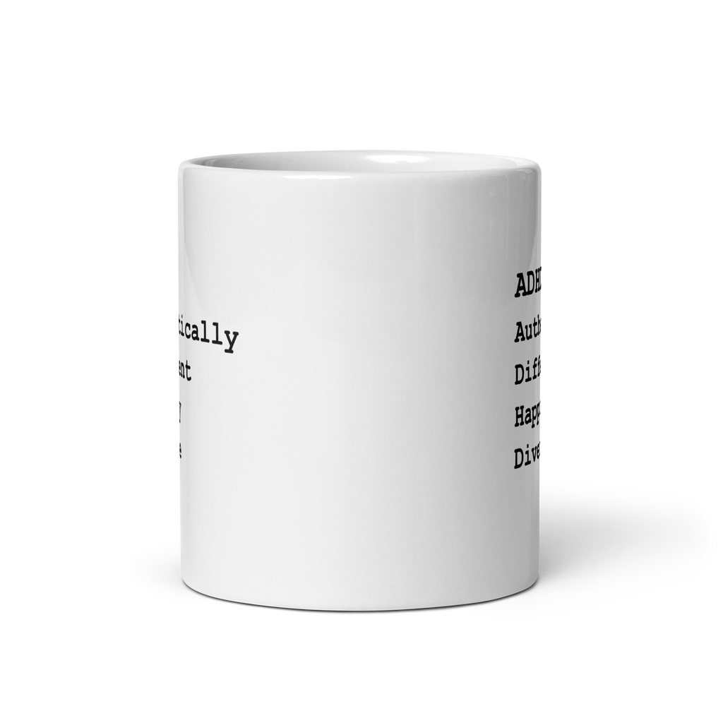 ADHD Authentically Different Happily Diverse | White Glossy Mug | The Neurospicy Store