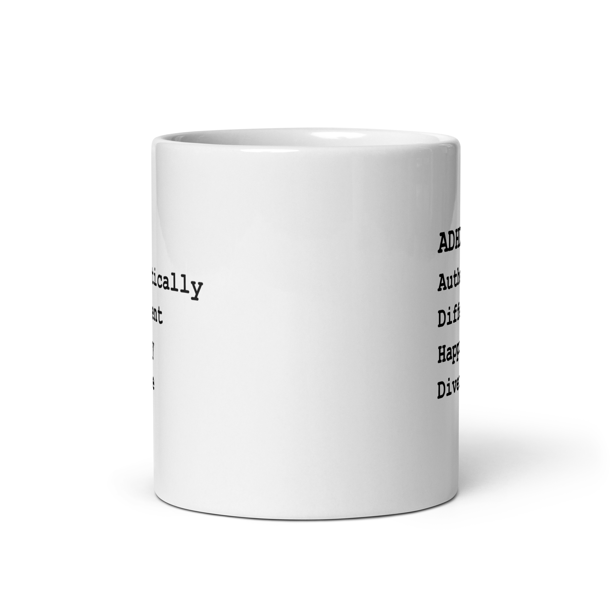 ADHD Authentically Different Happily Diverse | White Glossy Mug | The Neurospicy Store