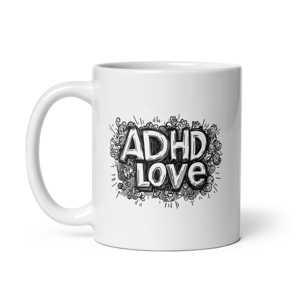 ADHD LOVE | White Glossy Mug | The Neurospicy Store