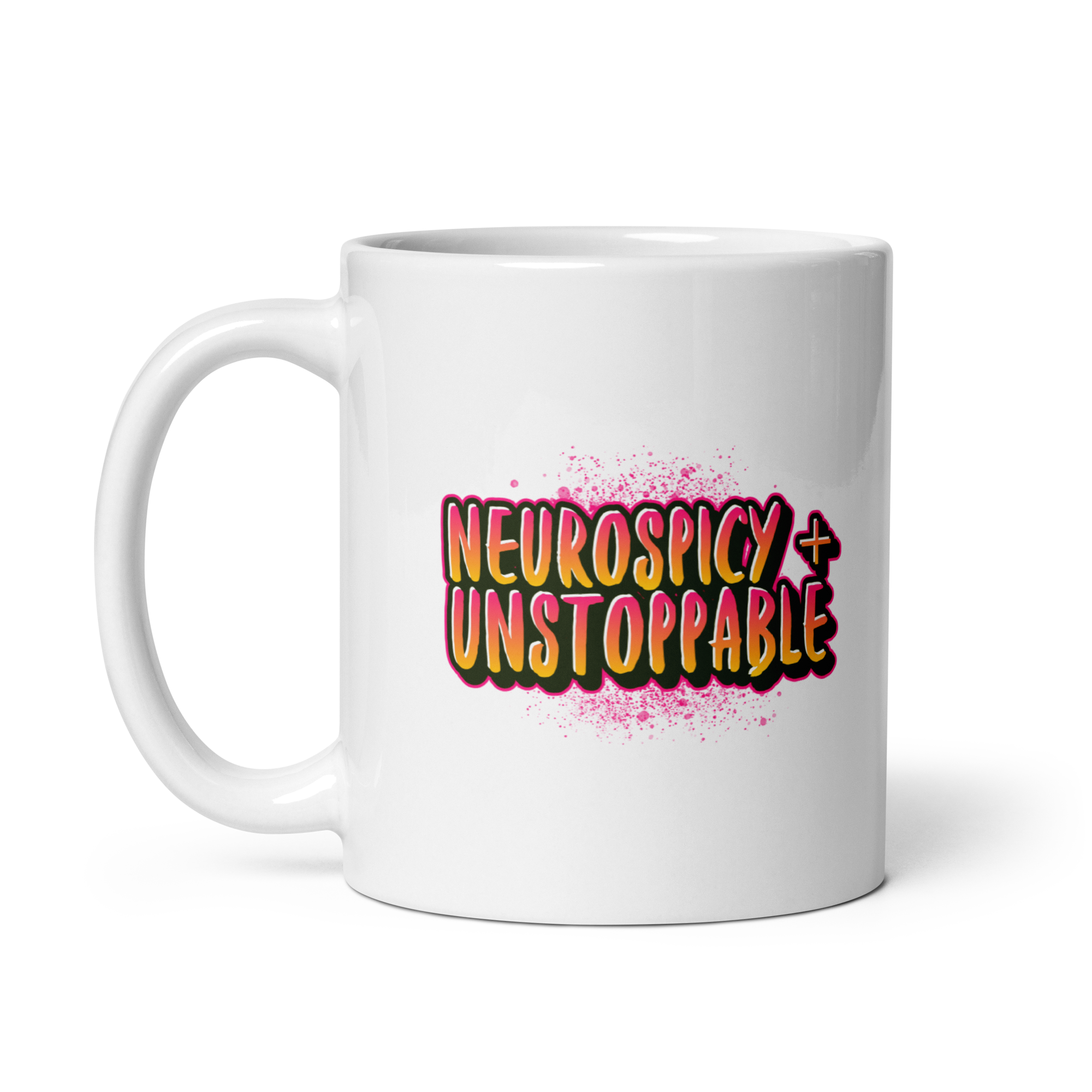 Neurospicy + Unstoppable | White Glossy Mug | The Neurospicy Store