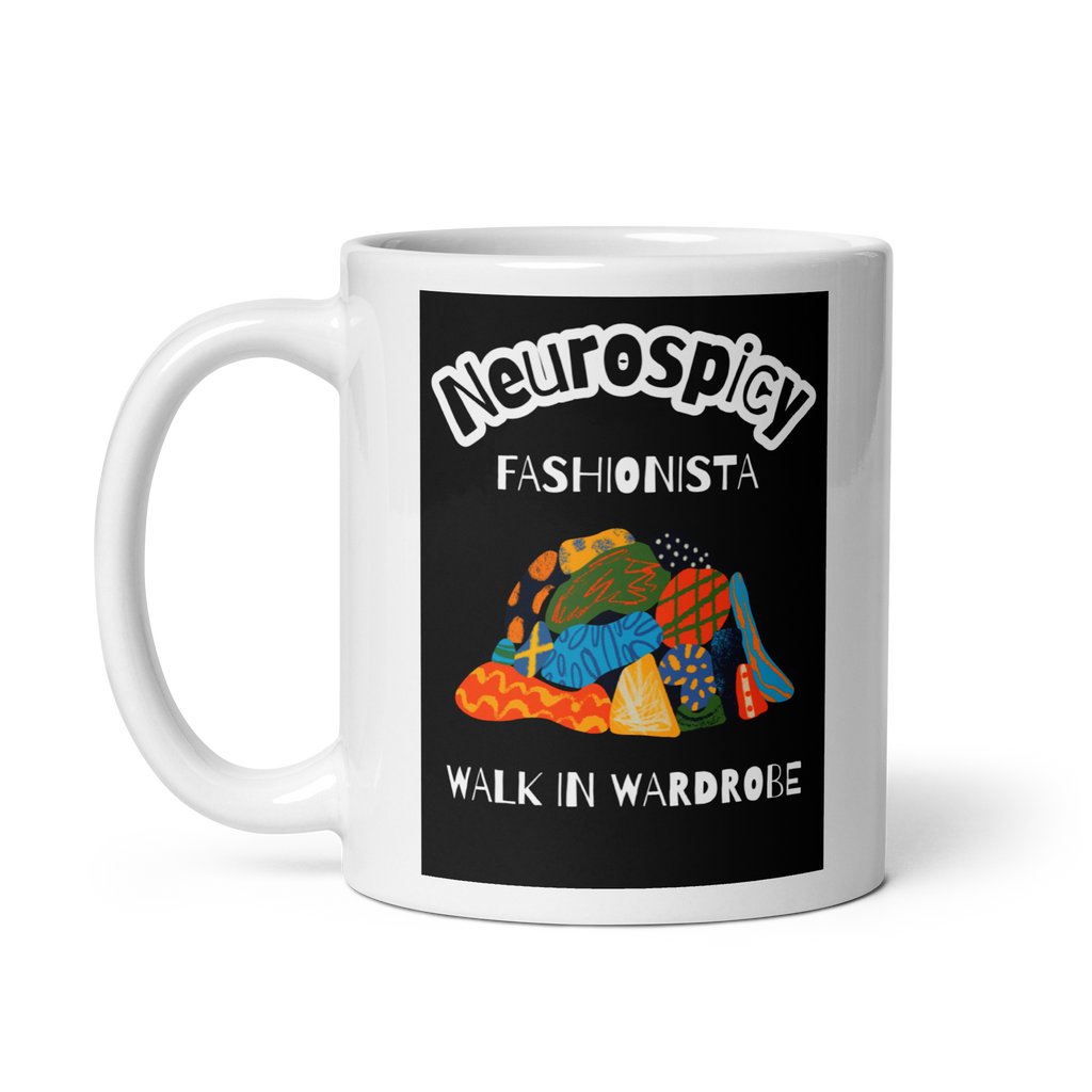 Neurospicy Fashionista Walk In Wardrobe | White Glossy Mug | The Neurospicy Store