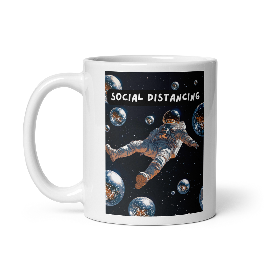 Social Distancing | White Glossy Mug | If You Love Space white-glossy-mug-white-11-oz-handle-on-left-67dd58b7e3234 Kitchen & Dining > Drinkware > Mugs