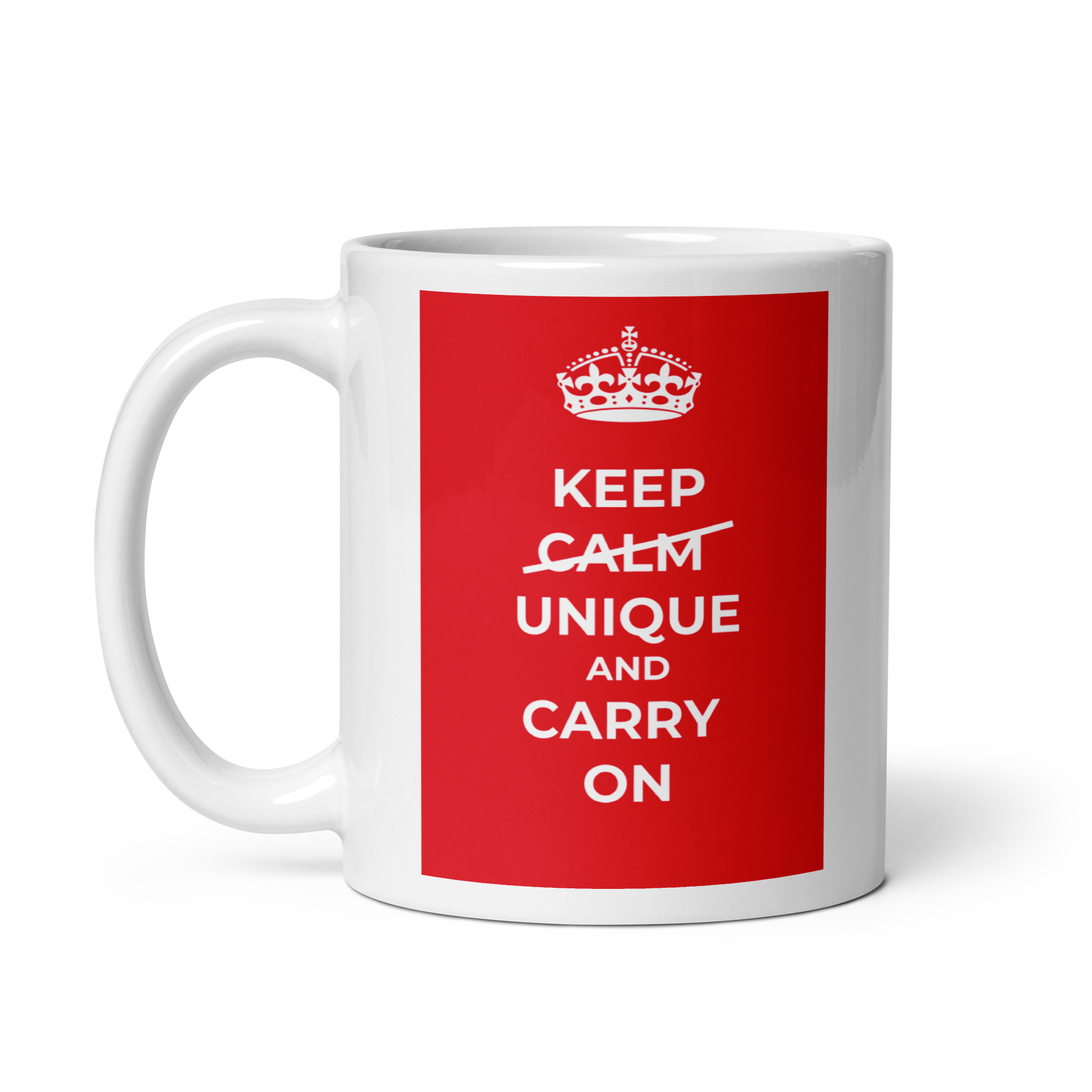 Keep Calm Unique And Carry On | White Glossy Mug | The Neurospicy Store