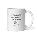 Powered by ADHD (& Wine) | White Glossy Mug | The Neurospicy Store 11 oz