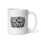ADHD LOVE | White Glossy Mug | The Neurospicy Store 11 oz