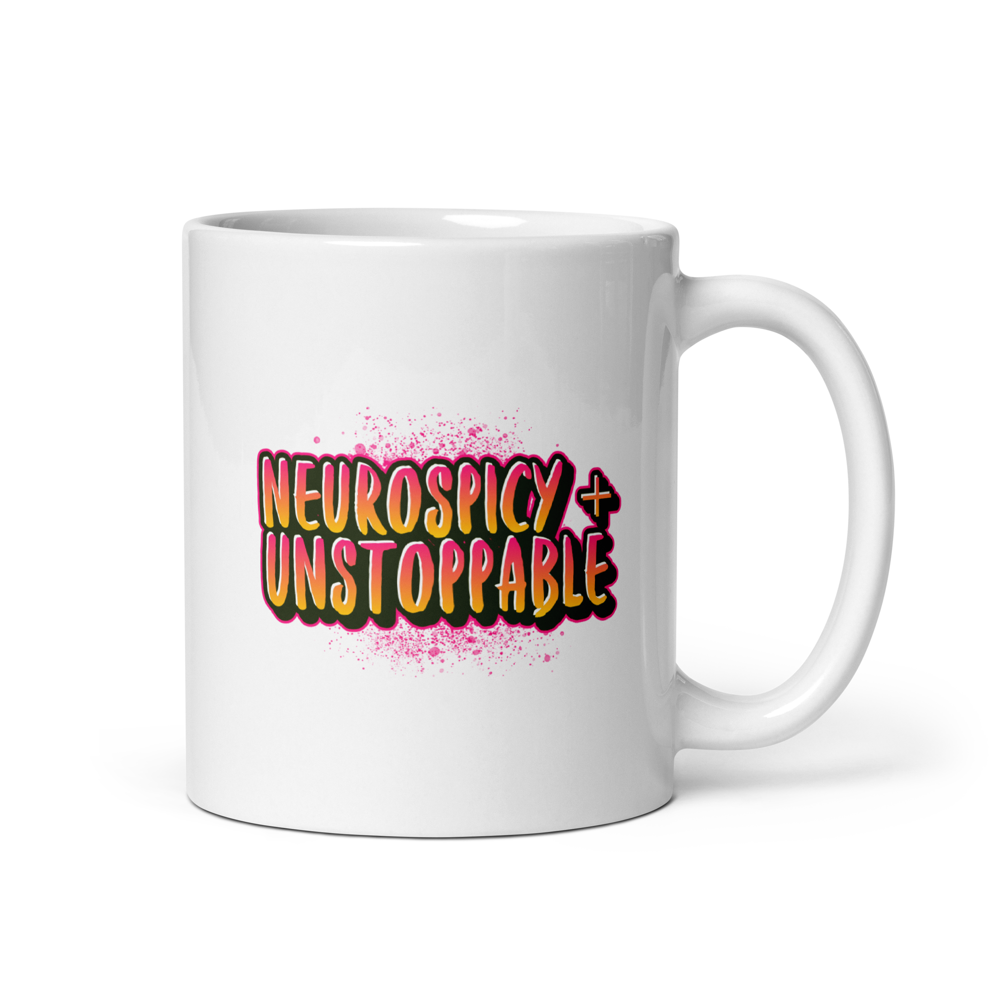 Neurospicy + Unstoppable | White Glossy Mug | The Neurospicy Store 11 oz
