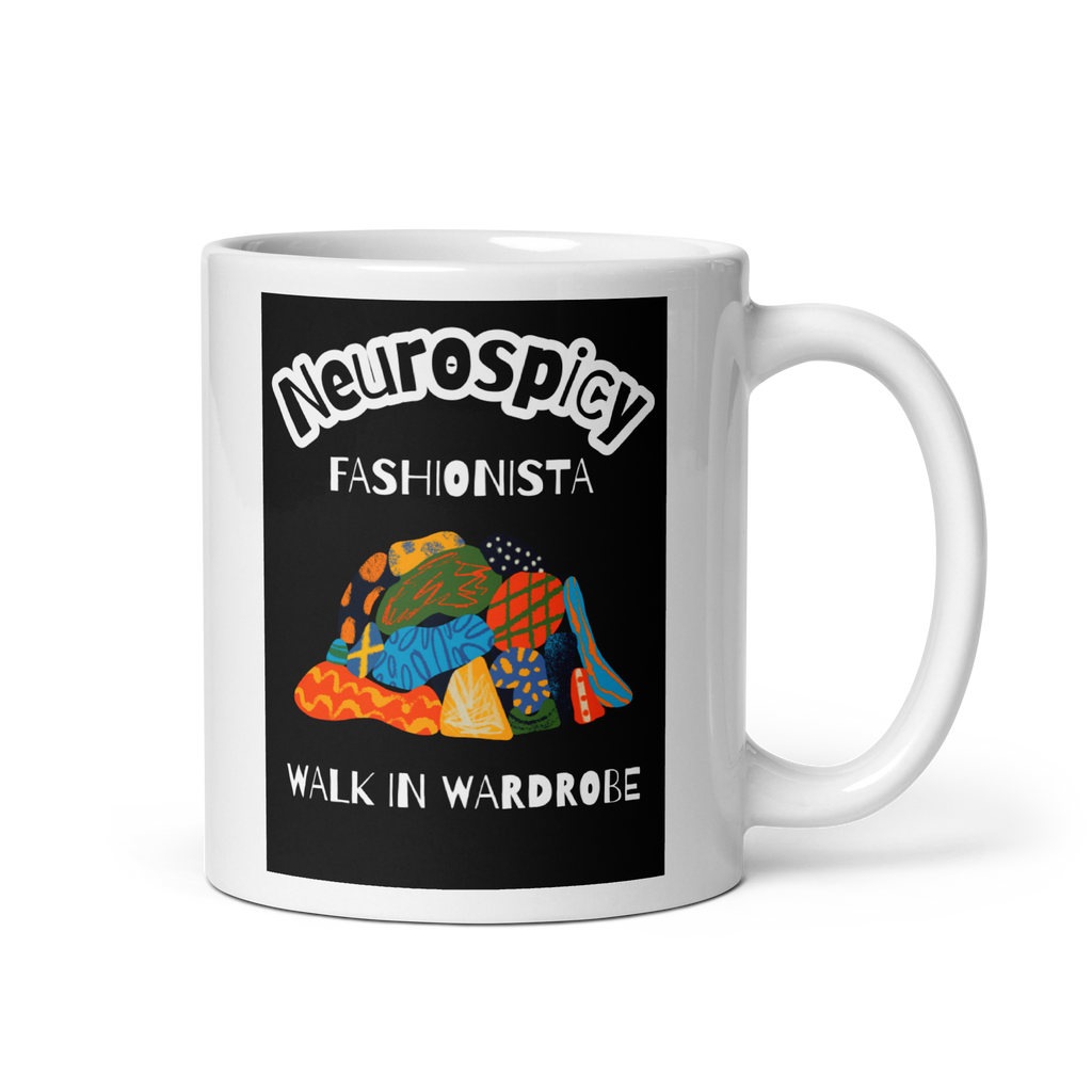 Neurospicy Fashionista Walk In Wardrobe | White Glossy Mug | The Neurospicy Store 11 oz