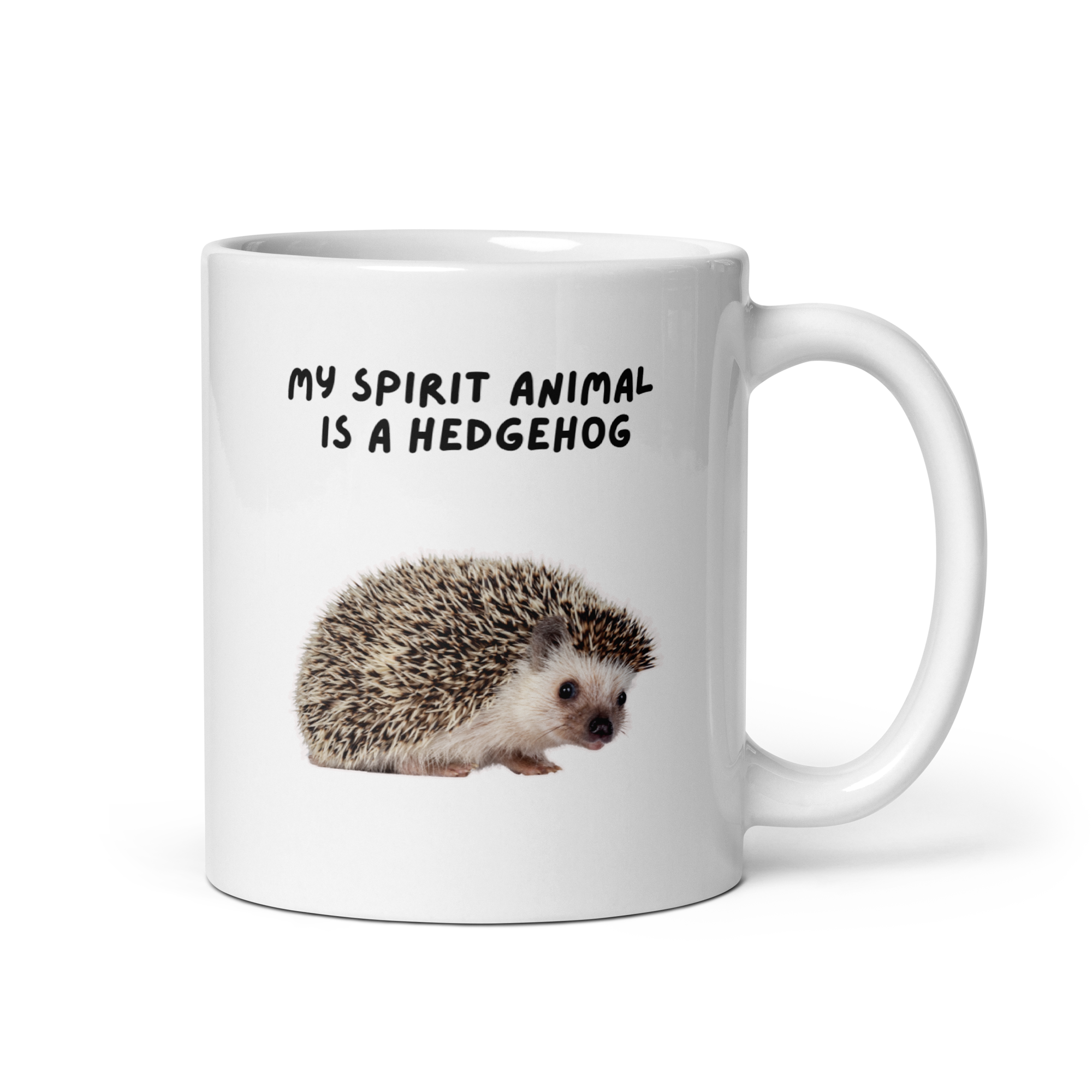 My Spirit Animal is A Hedgehog | White Glossy Mug | The Neurospicy Store 11 oz