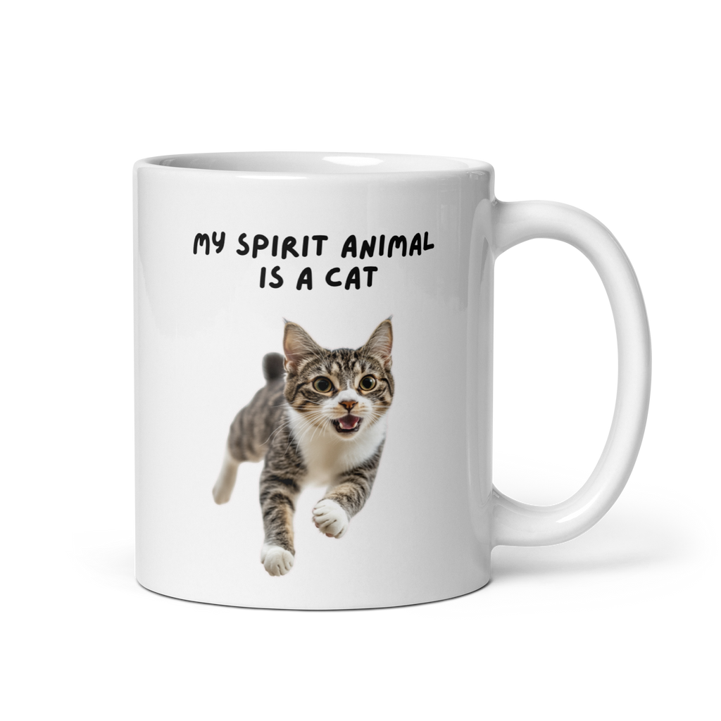 My Spirit Animal Is A Cat | White Glossy Mug | The Neurospicy Store 11 oz