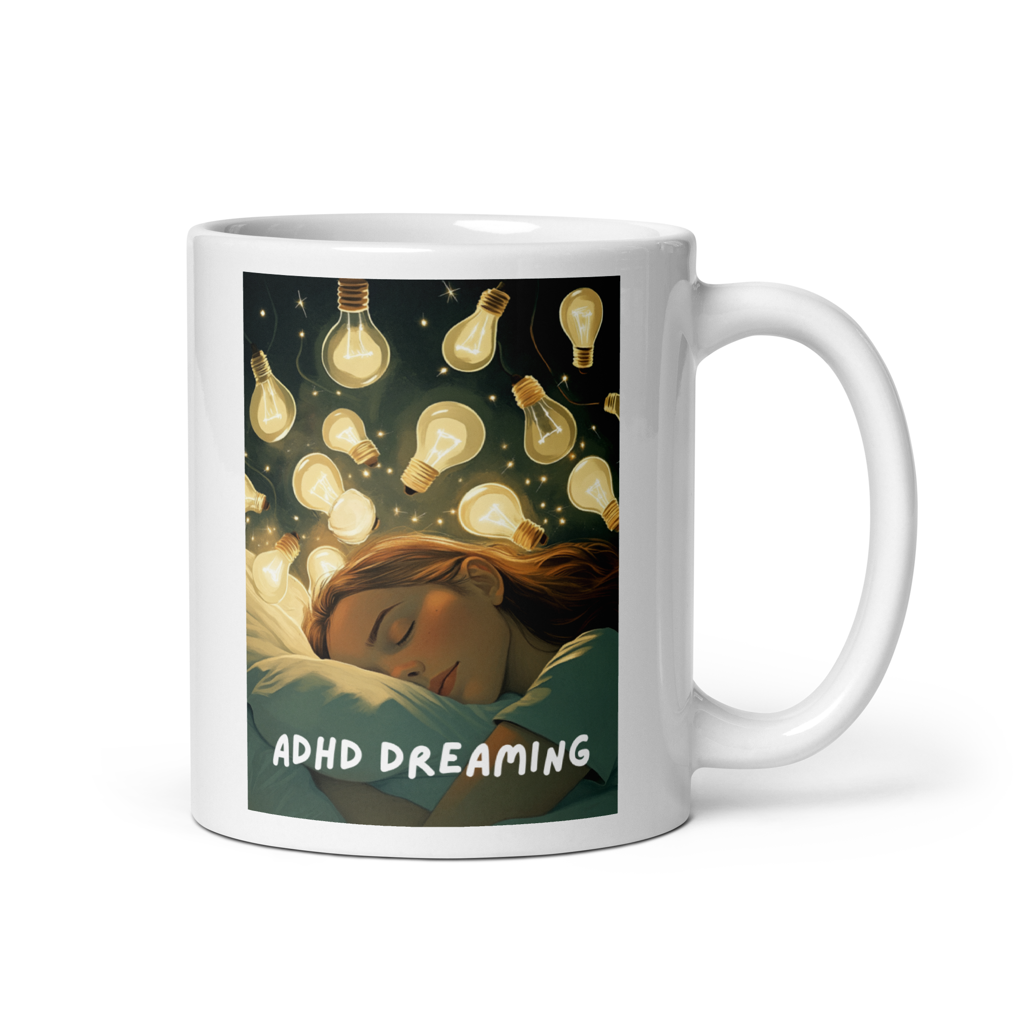 ADHD Dreaming | White Glossy Mug | The Neurospicy Store 11 oz