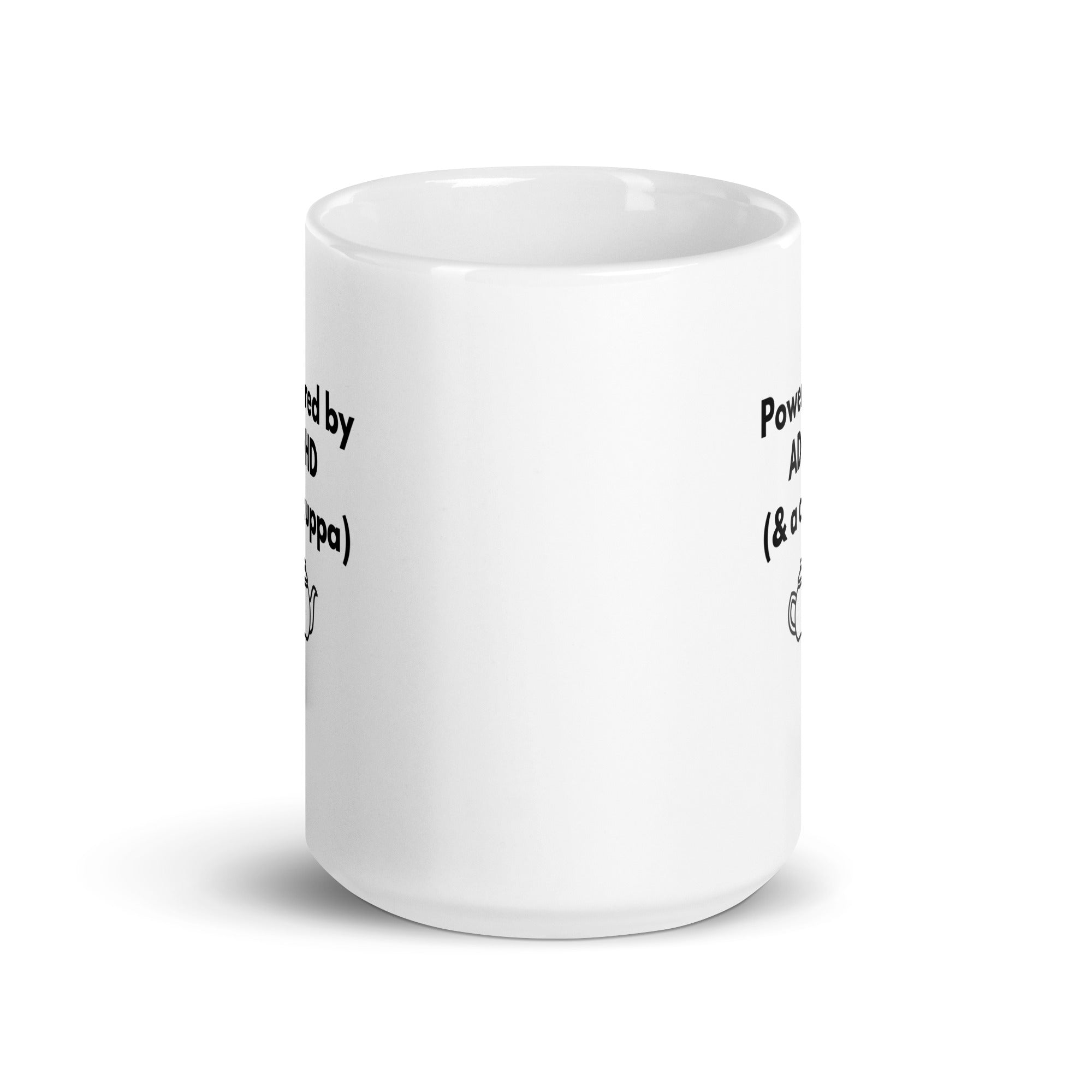 Powered by ADHD (& Cuppa) | White Glossy Mug | The Neurospicy Store