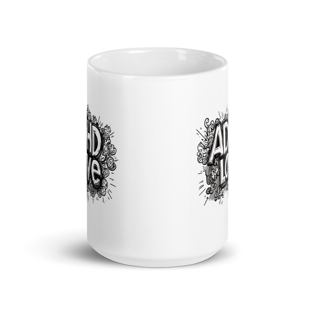 ADHD LOVE | White Glossy Mug | The Neurospicy Store