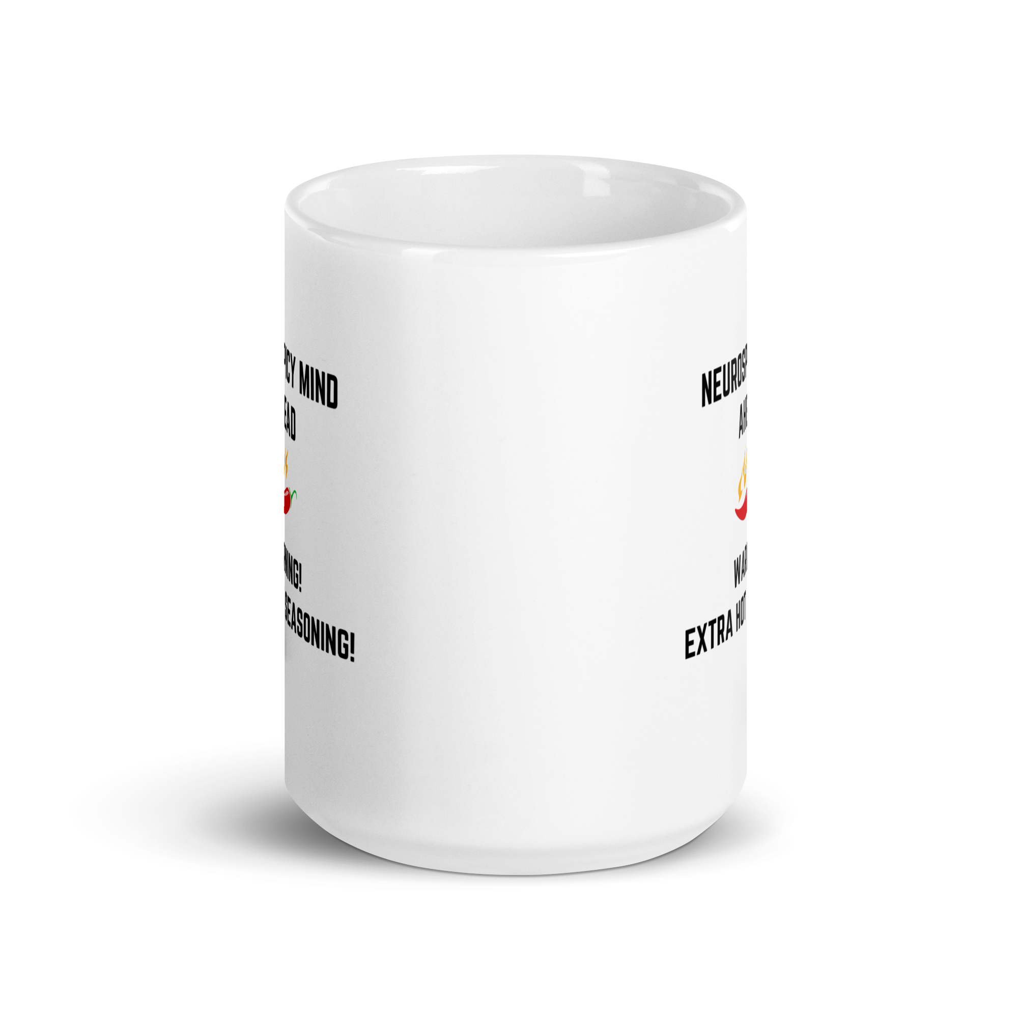 Neurospicy Mind Ahead Warning! Extra Hot Seasoning! | White Glossy Mug | The Neurospicy Store