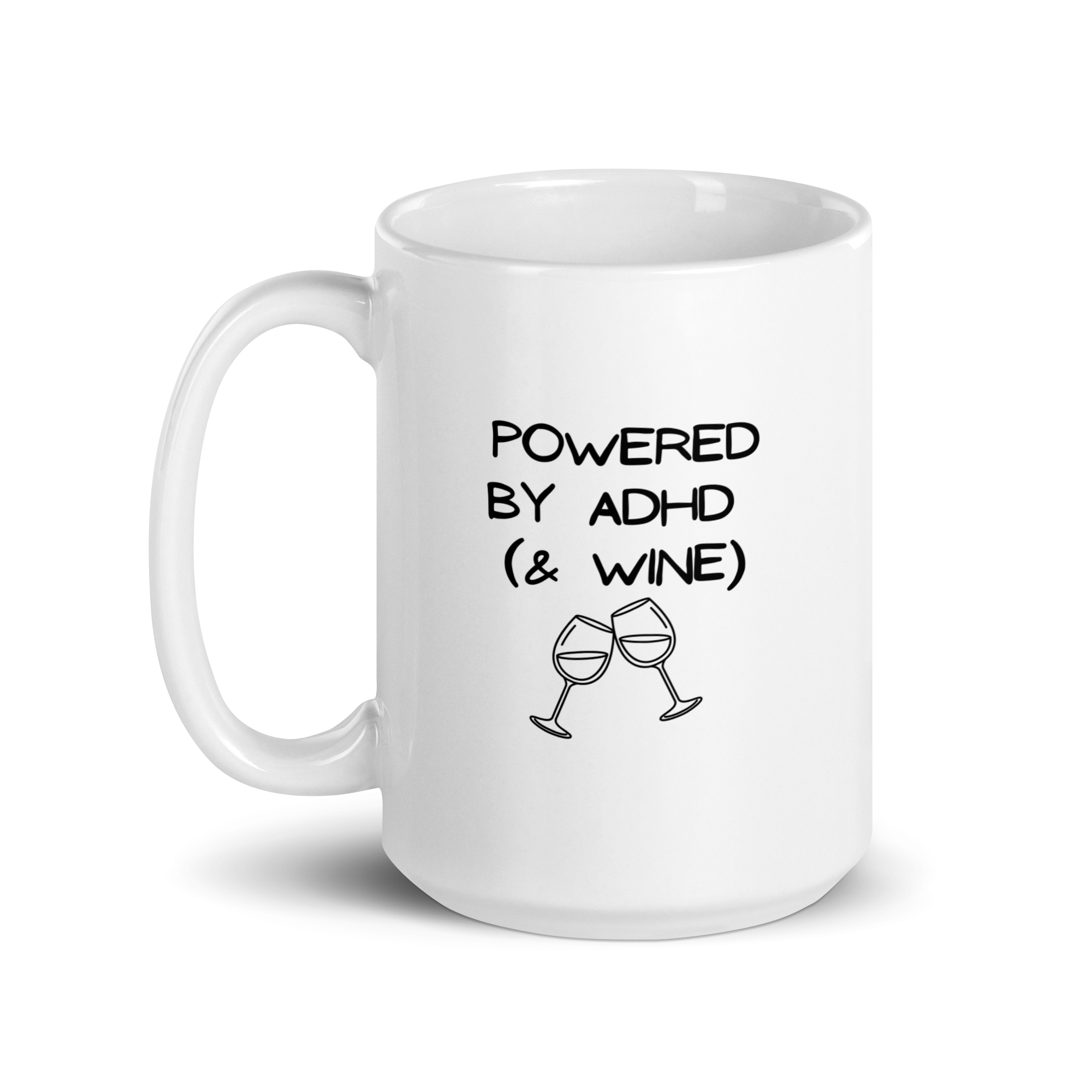 Powered by ADHD (& Wine) | White Glossy Mug | The Neurospicy Store