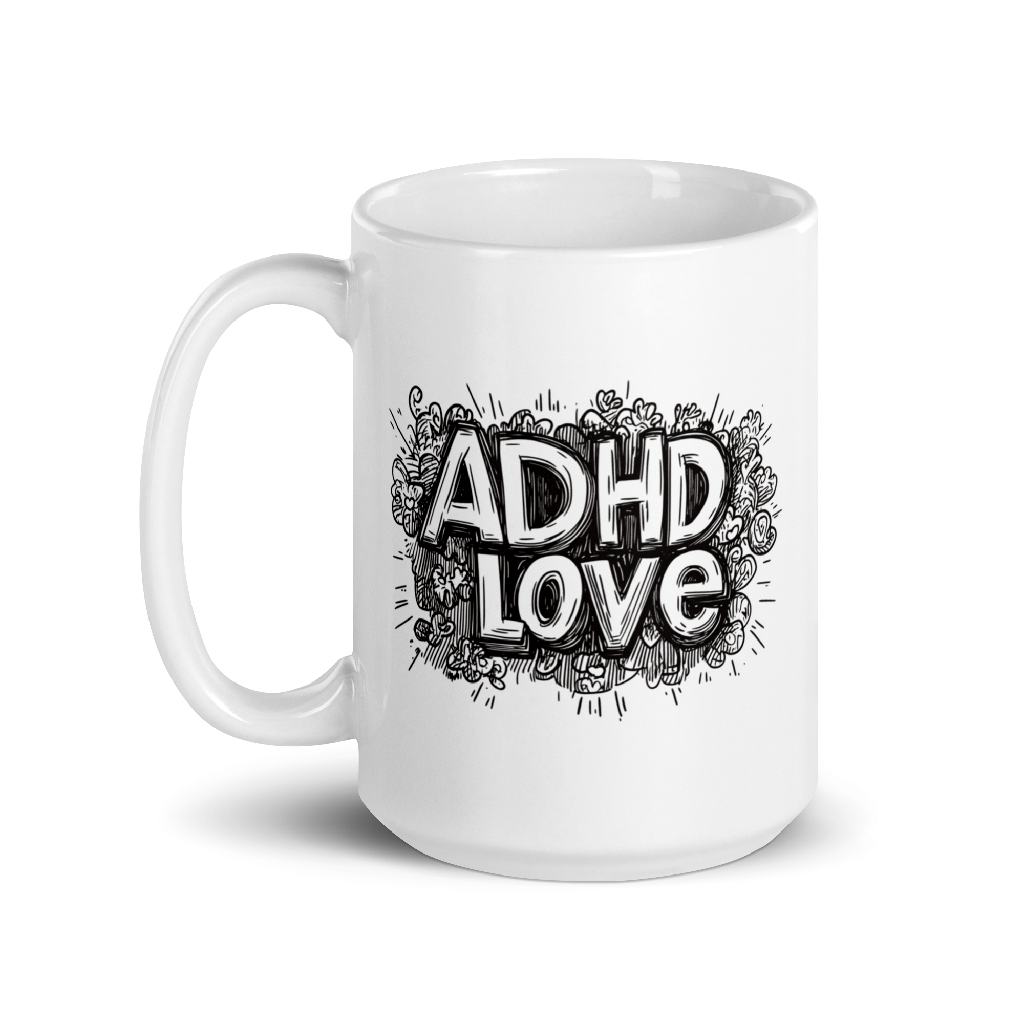 ADHD LOVE | White Glossy Mug | The Neurospicy Store