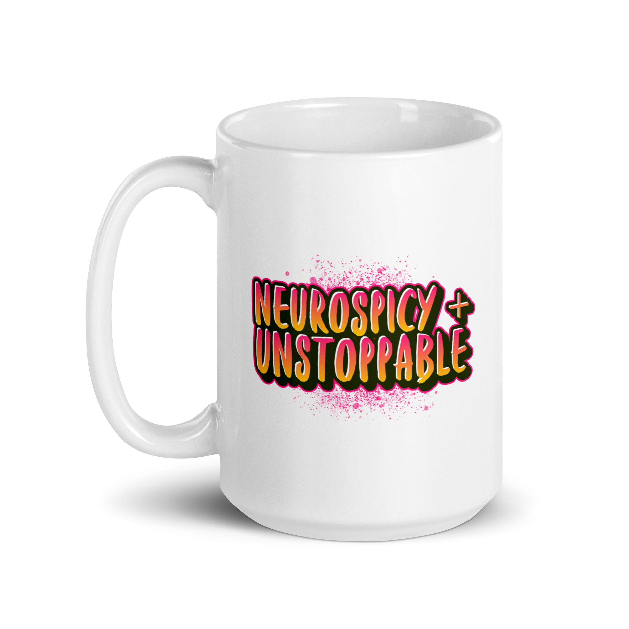 Neurospicy + Unstoppable | White Glossy Mug | The Neurospicy Store