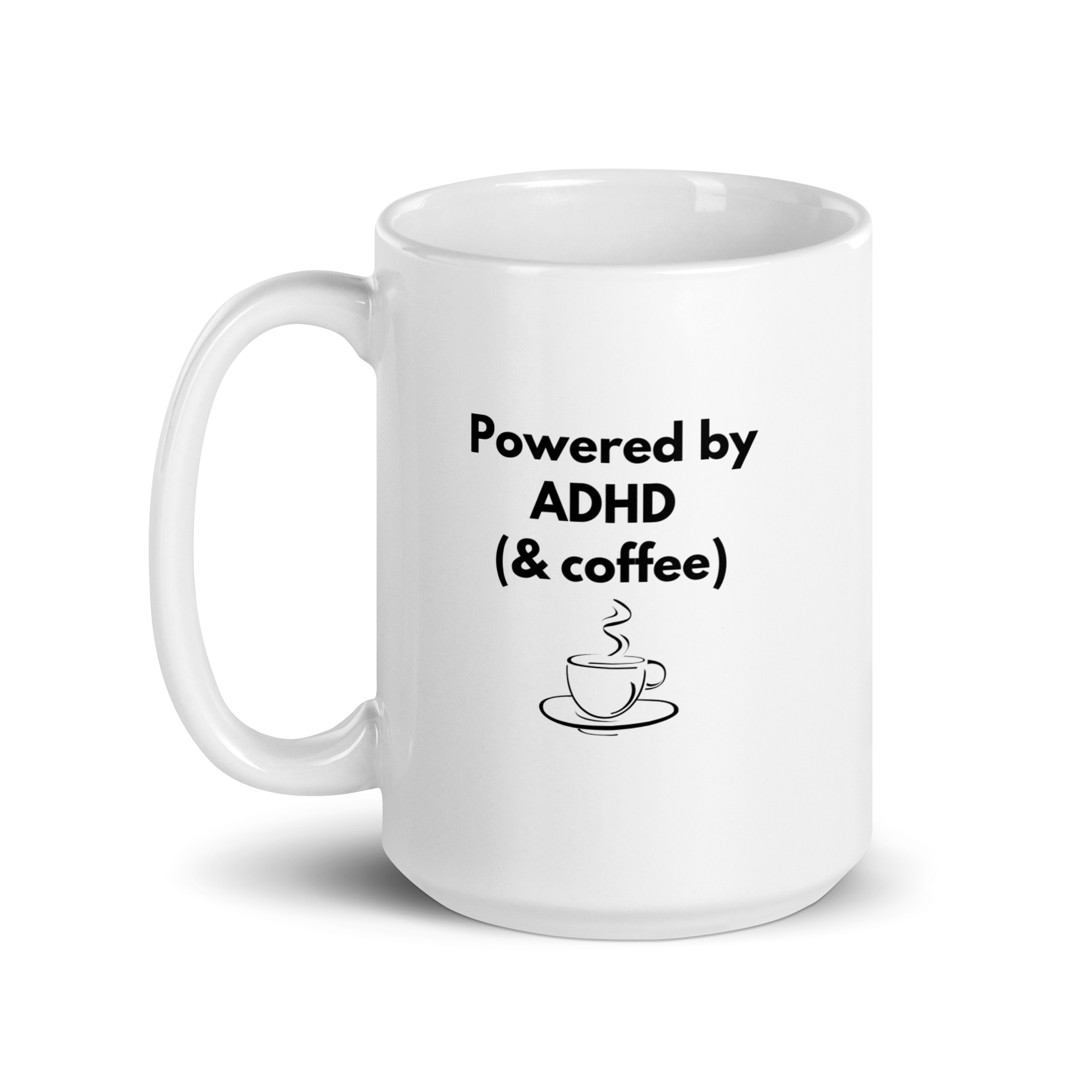 Powered by ADHD (& Coffee) | White Glossy Mug | The Neurospicy Store