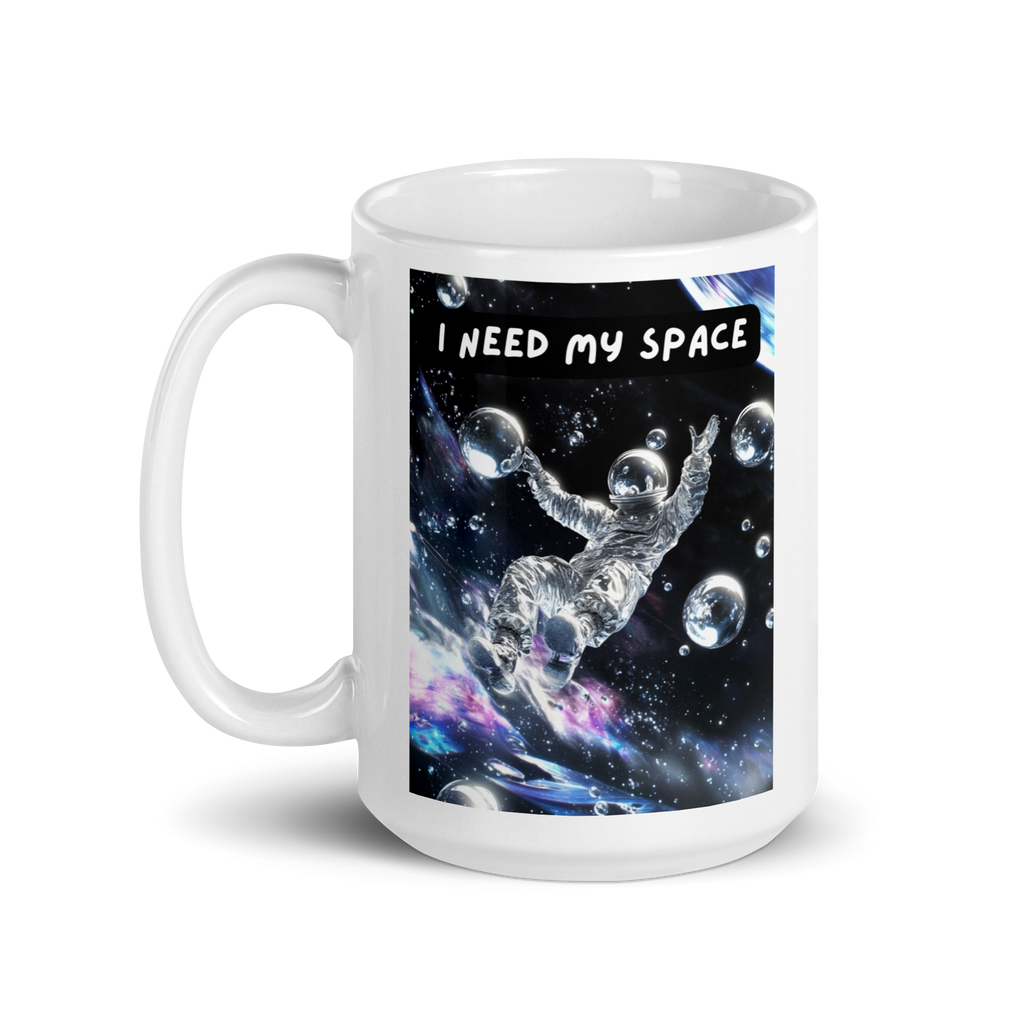 I Need My Space | White Glossy Mug | For Sensory Overload white-glossy-mug-white-15-oz-handle-on-left-67dd55dc14523 Kitchen & Dining > Drinkware > Mugs