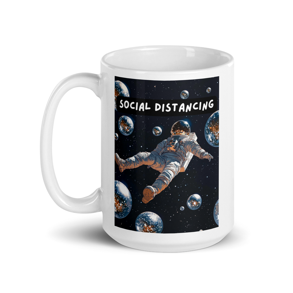 Social Distancing | White Glossy Mug | If You Love Space white-glossy-mug-white-15-oz-handle-on-left-67dd58b7e33e7 Kitchen & Dining > Drinkware > Mugs