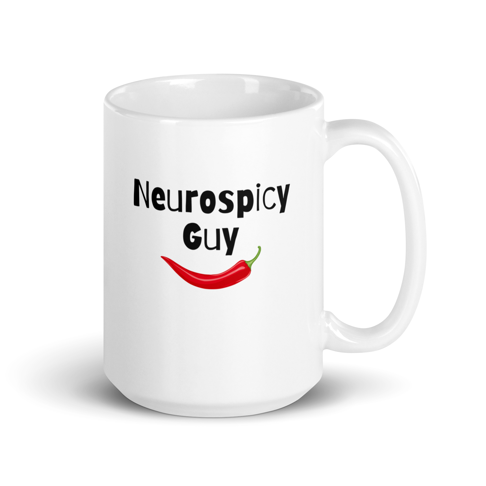 Neurospicy Guy | White Glossy Mug | The Neurospicy Store 15 oz