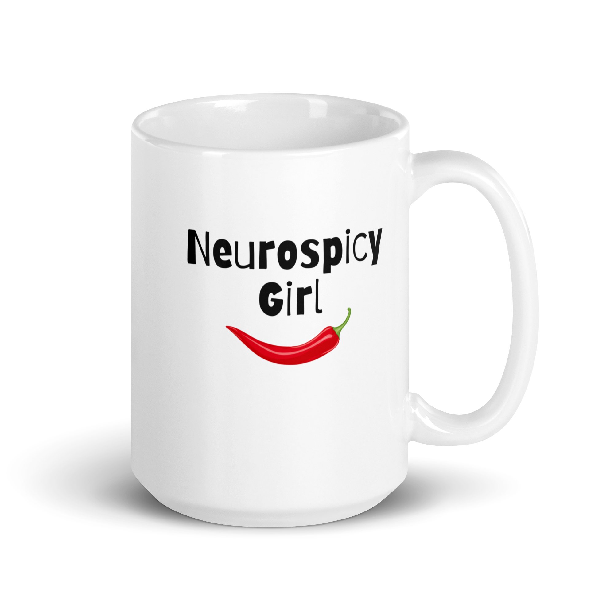 Neurospicy Girl | White Glossy Mug | The Neurospicy Store 15 oz