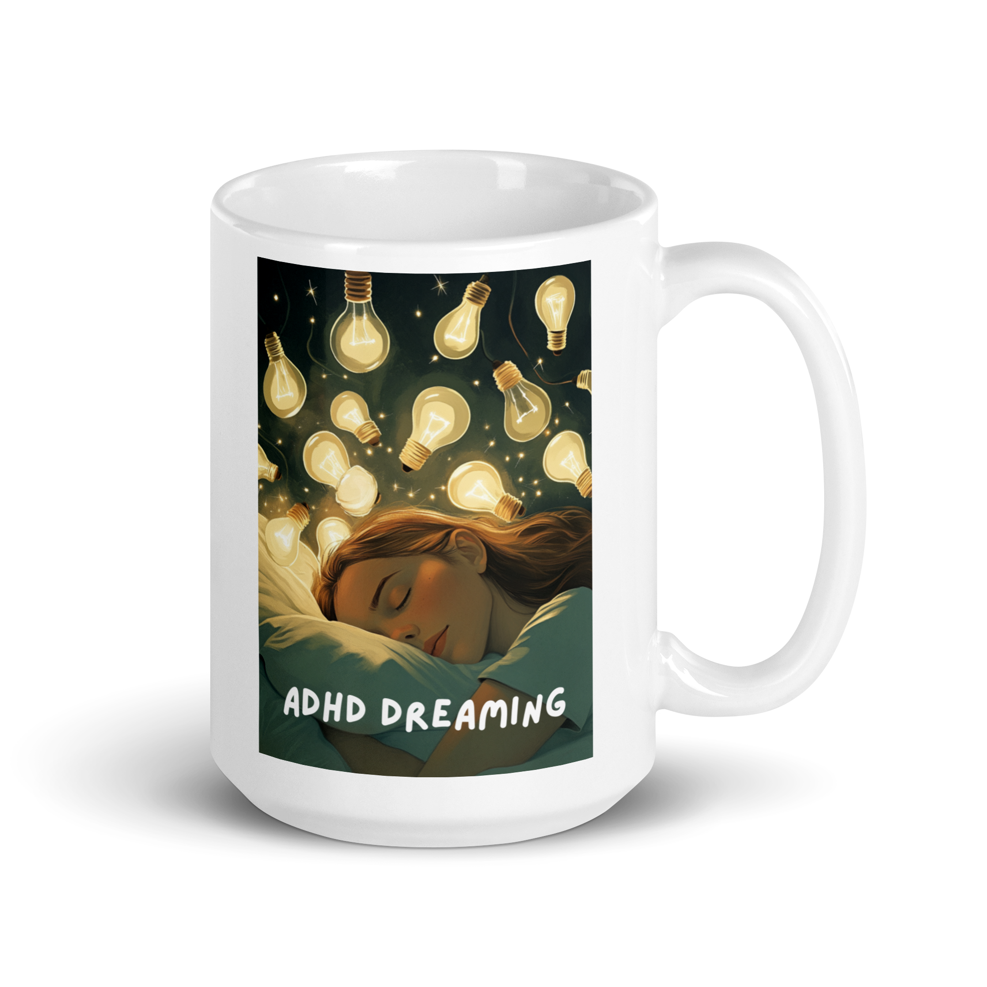 ADHD Dreaming | White Glossy Mug | The Neurospicy Store 15 oz
