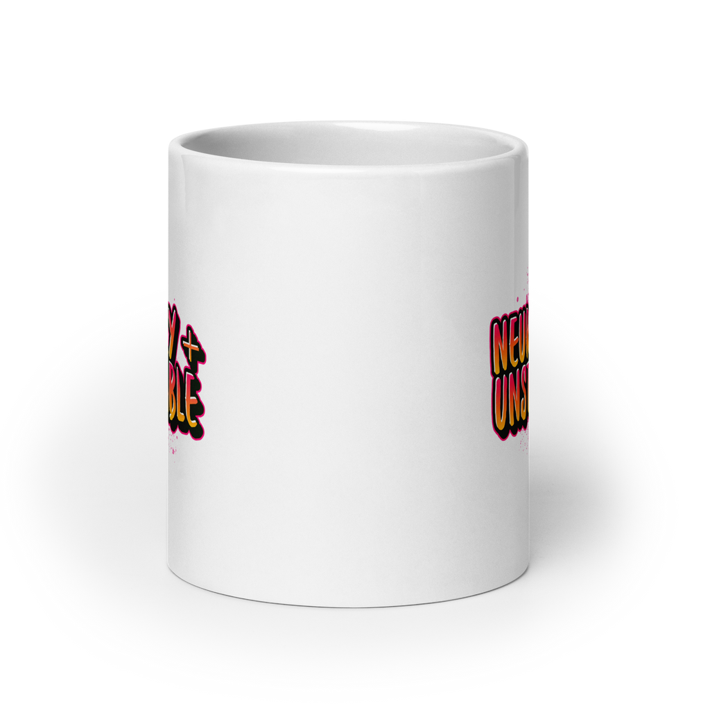 Neurospicy and Unstoppable | White Mug | Neurodivergent Gift white-glossy-mug-white-20-oz-front-view-67d865e89a065 Kitchen & Dining > Drinkware > Mugs