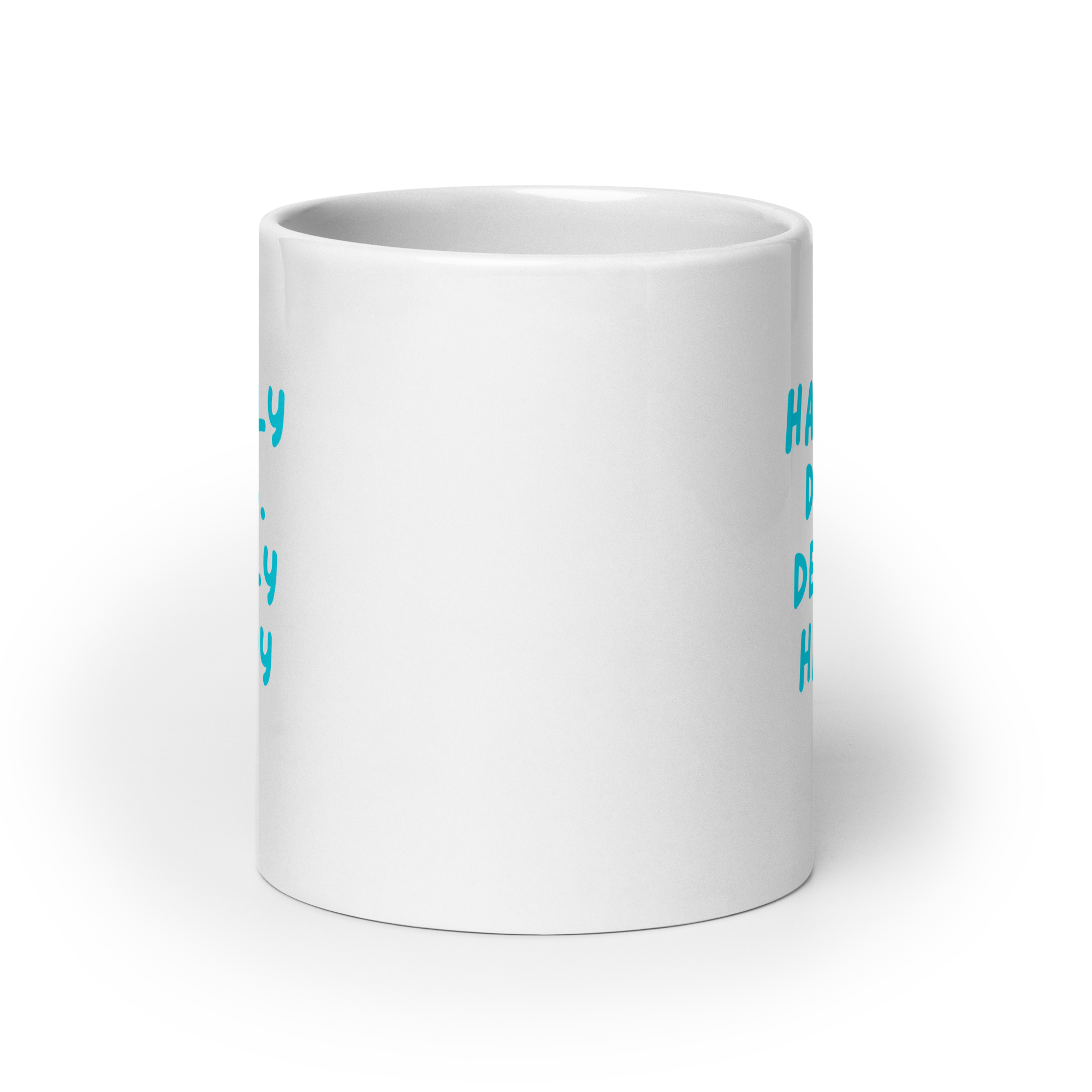 Happily Dull Deeply Happy | Glossy White Mug | Self-Care Gift white-glossy-mug-white-20-oz-front-view-67dc733991f24 Kitchen & Dining > Drinkware > Mugs