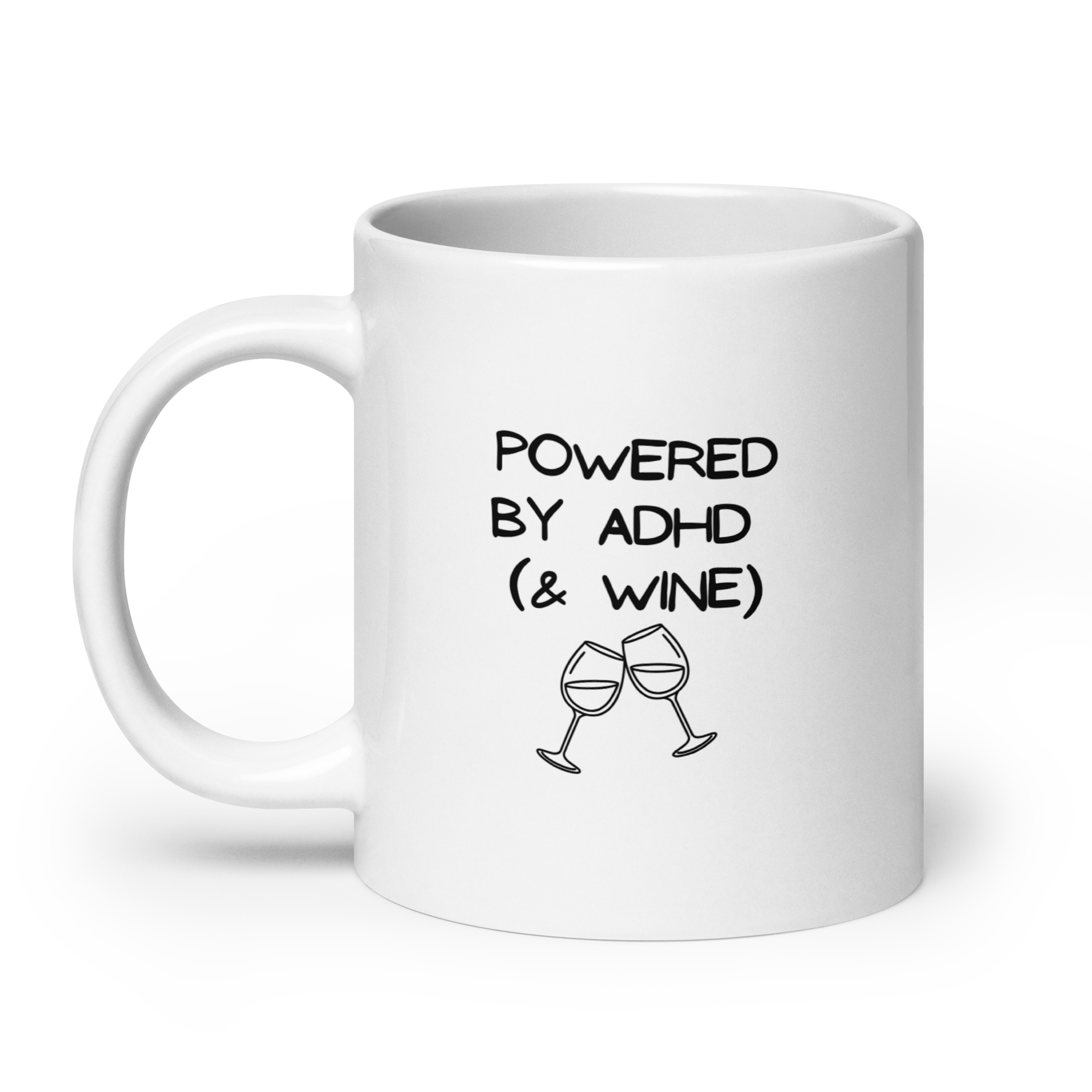 Powered by ADHD (& Wine) | White Glossy Mug | The Neurospicy Store